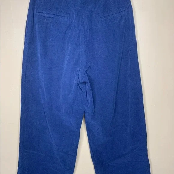 Christine Alcalay Blue Corduroy Straight Leg Ankle Length Pants